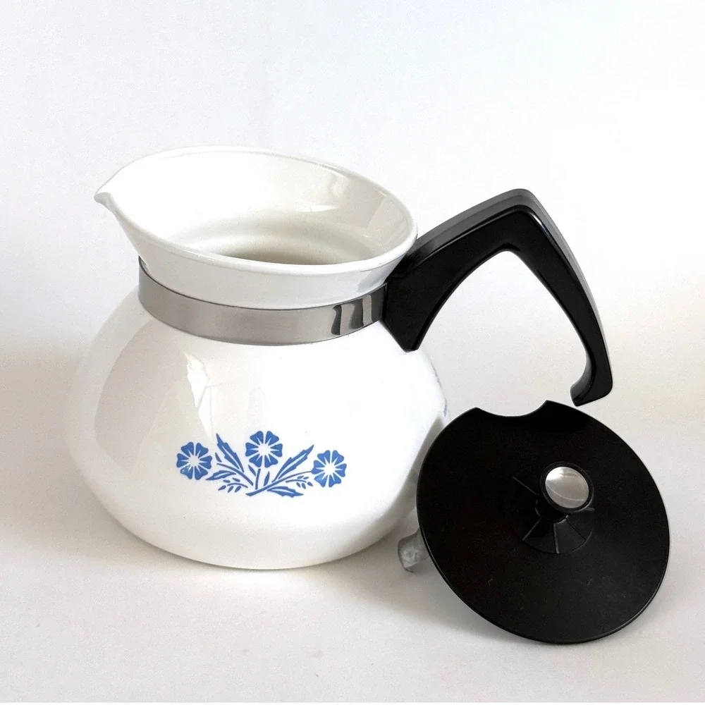 Vintage Corning Ware Blue Cornflower 3 Cup Coffee Teapot Kettle w/Lid